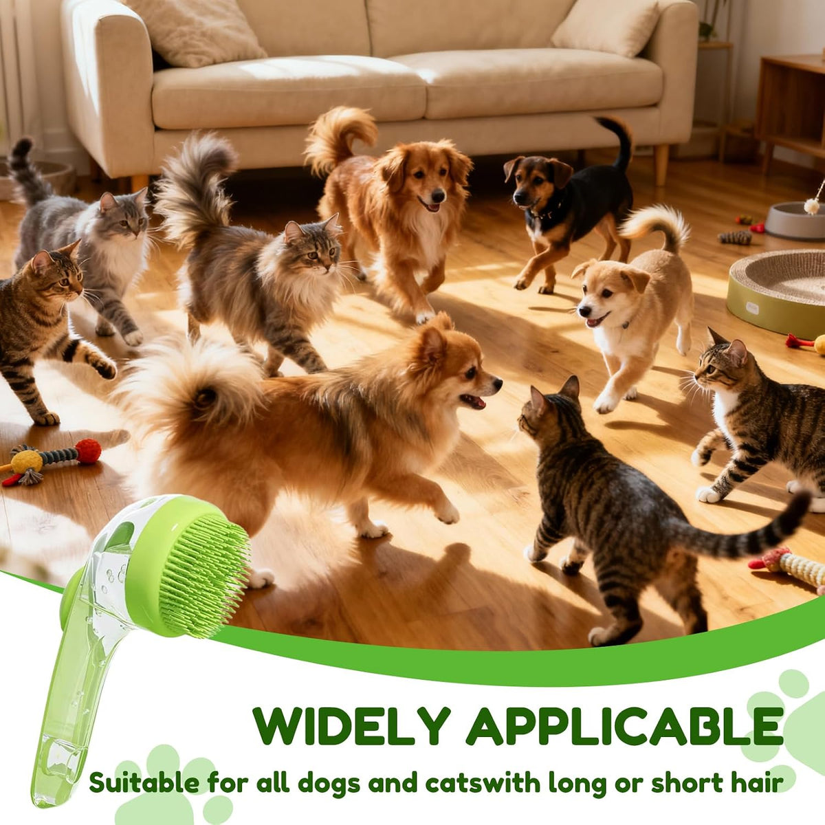 2025 Upgrade Edition Pet Bathing & Grooming Brush, 2-in-1 Shampoo Dispenser & Massage Brush for Dogs and Cats, Suitable for All Coat Types (Green Brush)