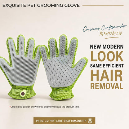 MEUOMIW - Pet Grooming Glove & Hair Remover - Deshedding Brush for Shedding Control - Gentle Massage Mitt for Dogs & Cats with Long and Short Fur - Ideal for Bathing and Grooming (one piece)