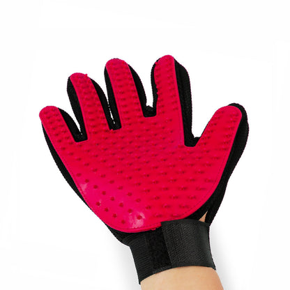 TV Rubber Pet Hair Removal Glove for Dogs & Cats, Right Hand | Silicone Comb Teeth for Cats & Dogs Loose Fur Removal, Massage & Bath with Magic Tape(Red)