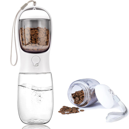 Dog Water Bottle with Food Container, Portable Leak Proof Pet Water Dispenser for Walking Hiking Travel, Puppy Essentials Accessories for Small Large Dogs, Dog Gifts (10oz/15oz/19oz)