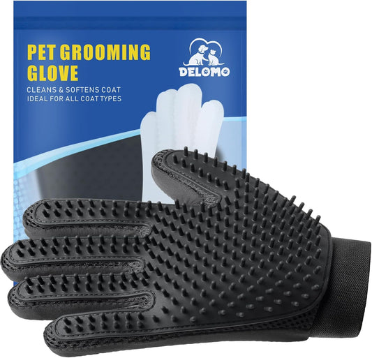 Pet Hair Removal Glove with 255 Silicone Tips for Dogs & Cats, Right Black