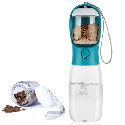 Dog Water Bottle with Food Container, Portable Leak Proof Pet Water Dispenser for Walking Hiking Travel, Puppy Essentials Accessories for Small Large Dogs, Dog Gifts (10oz/15oz/19oz)
