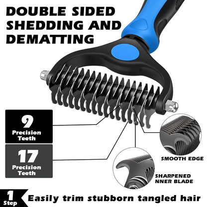 Professional 7 in 1 Pet Grooming kit I Dog Brush & Cat Brush I Dog&Cat Comb I Dog&Cat Nail Clipper/Trimmers with Nail File I Dog Bath Brush I Dog&Cat Flea Comb I Pet Supplies(Deep Blue)