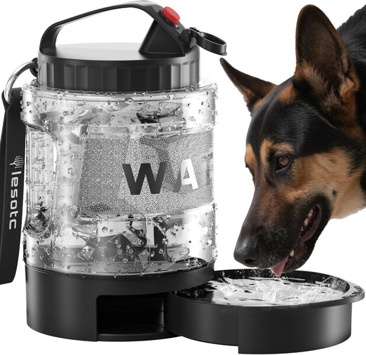 lesotc Portable Dog Water Bowl Dispenser - 77oz Travel Water Bottle