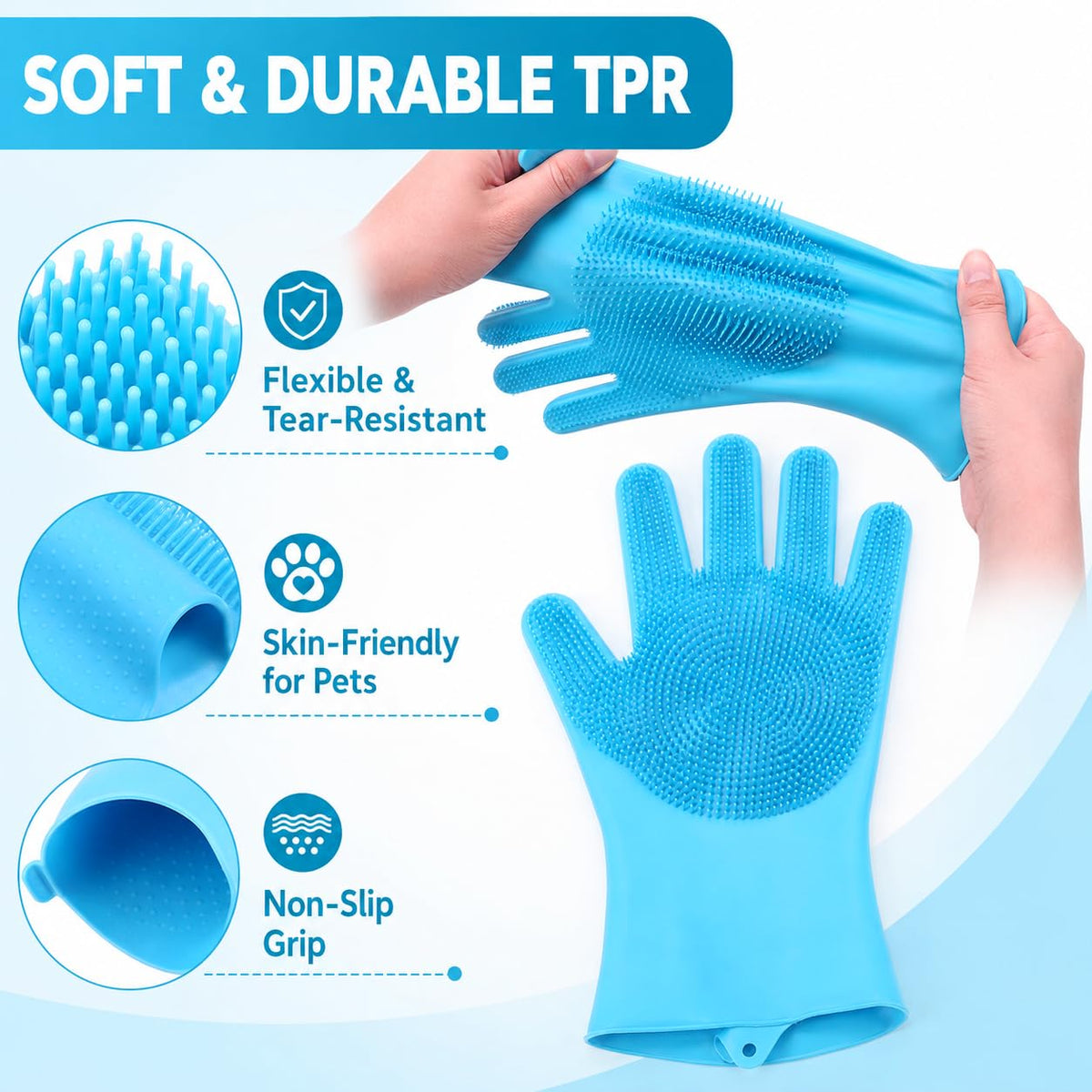 4pcs Pet bathing tools - Dog Washing Gloves,Bath Brush,Deshedding Dog Brush