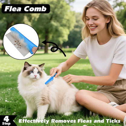 Professional 7 in 1 Pet Grooming kit I Dog Brush & Cat Brush I Dog&Cat Comb I Dog&Cat Nail Clipper/Trimmers with Nail File I Dog Bath Brush I Dog&Cat Flea Comb I Pet Supplies(Deep Blue)