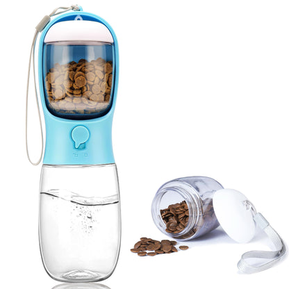 Dog Water Bottle with Food Container, Portable Leak Proof Pet Water Dispenser for Walking Hiking Travel, Puppy Essentials Accessories for Small Large Dogs, Dog Gifts (10oz/15oz/19oz)