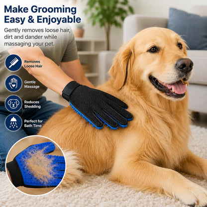 Pet Grooming Glove with 266 Needles, Hair Deshedding Brush for Cats and Dogs, Massage Bath Hair Remover Comb