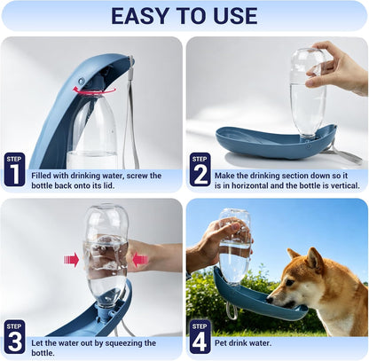 Portable Dog Water Bottle, 18.5OZ Large Dog Travel Water Bottle Leak-Proof Pet Water Dispenser with Carrying Lanyard, Ideal for Outdoor Walking Hiking Travel