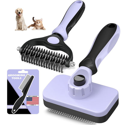 Professional 7 in 1 Pet Grooming kit I Dog Brush & Cat Brush I Dog&Cat Comb I Dog&Cat Nail Clipper/Trimmers with Nail File I Dog Bath Brush I Dog&Cat Flea Comb I Pet Supplies(Deep Blue)