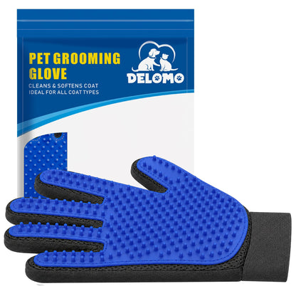 Pet Hair Removal Glove with 255 Silicone Tips for Dogs & Cats, Right Blue