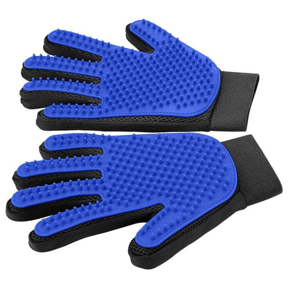 Pet Hair Removal Glove with 255 Silicone Tips for Dogs & Cats, 1 Pair Blue