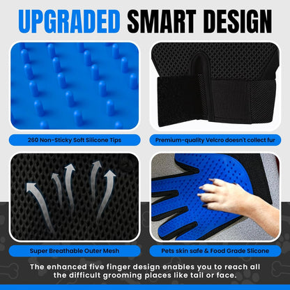 [Upgraded] Pet Hair Removal Glove – Grooming Gloves for Dogs & Cats