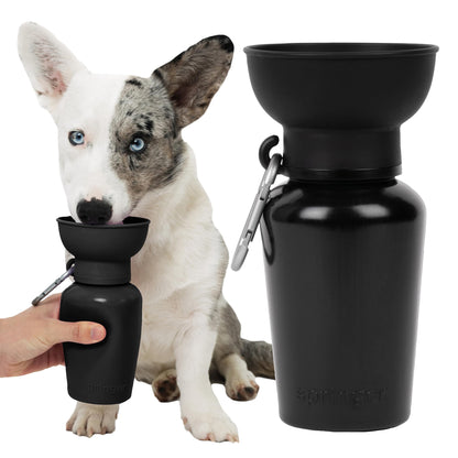 Springland 15oz Classic Portable Dog Water Bottle with Built-in Bowl, Lilac