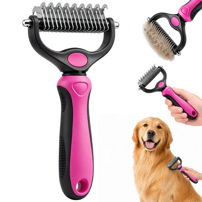 Comb for Dogs and Cats, Undercoat Rake Pet Brush for Long Hair (Blue-L)