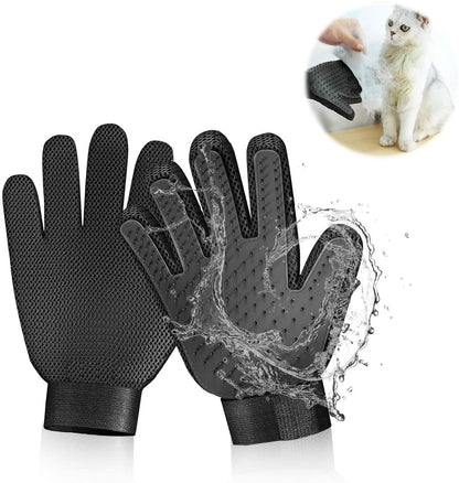 Pet Grooming Glove Hair Remover Brush Gentle Deshedding Efficient Pet Mitt Pet Massage Gloves Left & Right Hand Draw Dogs Cats Horses Long Short Fur (1Pair Left & Right Hand (Blue))