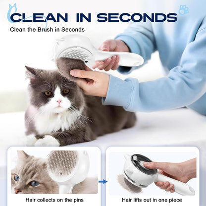 Pet Steam Brush Anti-static Self-Cleaning Mist Comb Dog Cat Grooming