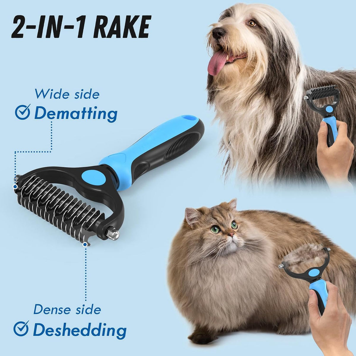 Dog and Cat Grooming Kit – Deshedding Brush, Pet Grooming Comb & Hair Grooming Glove for Shedding,Detangling & Undercoat Care, Safe for Long & Short Hair Pet, 3-in-1 Solution