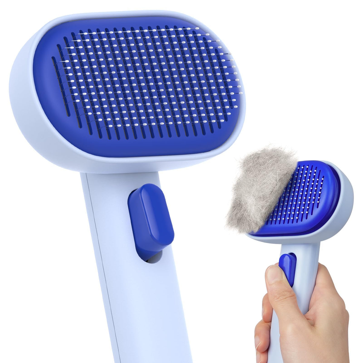Aumuca Skin Friendly Self-Cleaning Slicker Brush for Dogs & Cats, Gentle Pet Grooming Tool for Shedding & Deshedding, Efficient Hair Remover for Long & Short Haired Pets