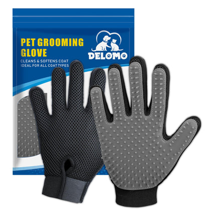 Pet Hair Removal Glove with 255 Silicone Tips for Dogs & Cats, 1 Pair Blue