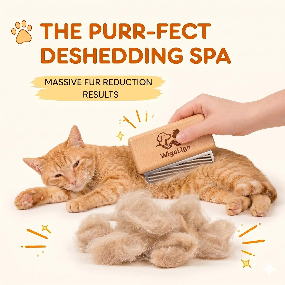 Pet Deshedding Brush for Dog, Wooden Dog Brush Shedding Tool, Pet Pro Grooming Tool for Short, Medium & Long Hair Cats and Dogs | 5 Inch
