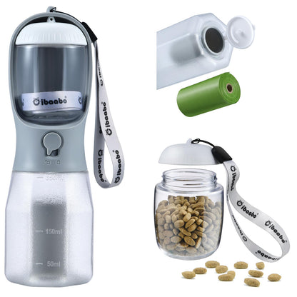 Cibaabo Dog Water Bottle with Food Container & Poop Bag Holder & Filter