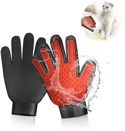 Pet Grooming Glove Hair Remover Brush Gentle Deshedding Efficient Pet Mitt Pet Massage Gloves Left & Right Hand Draw Dogs Cats Horses Long Short Fur (1Pair Left & Right Hand (Blue))
