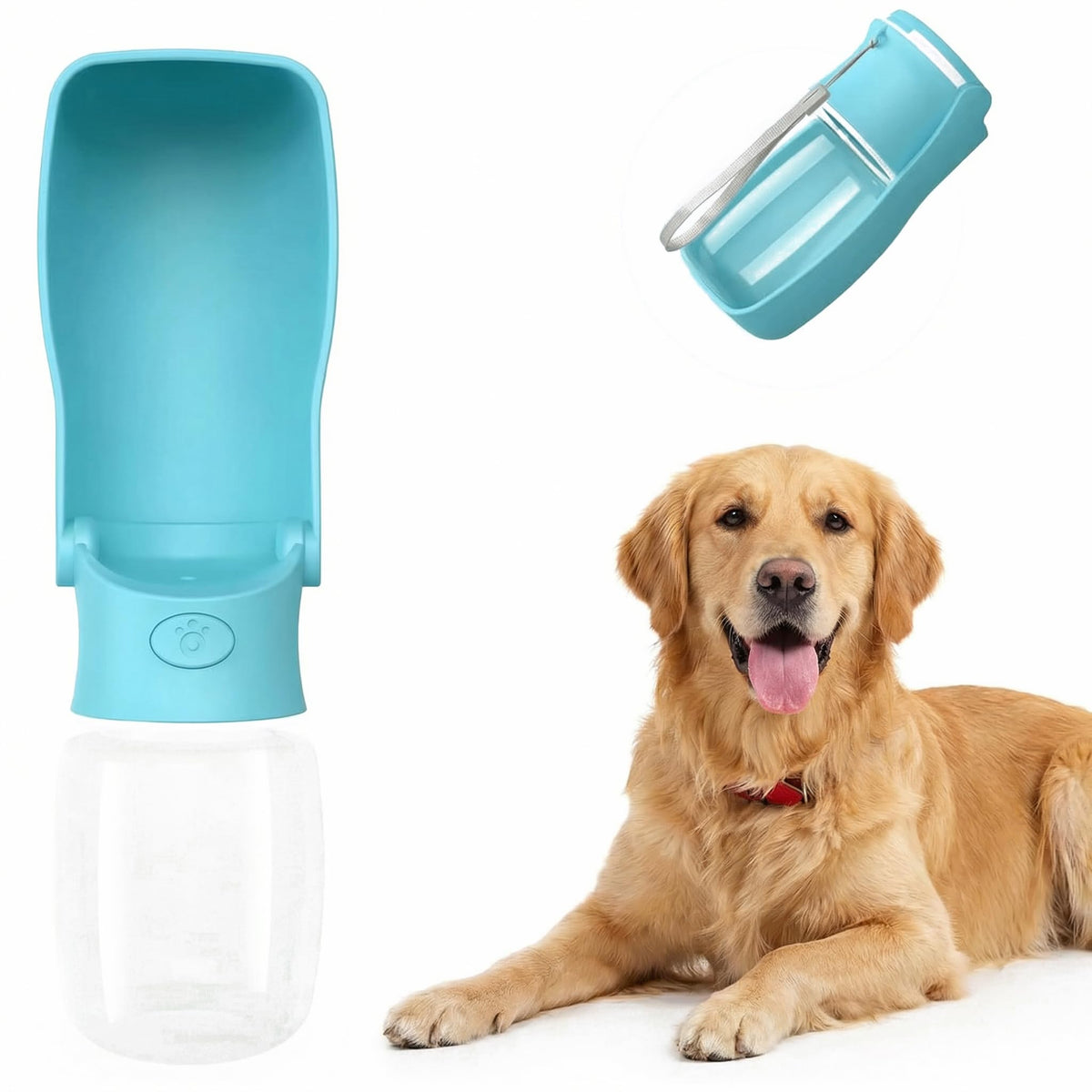 Portable Dog Water Bottle Dispenser [Leak Proof & Foldable] Dog Travel Water Bottle Bowl Accessories for Puppy Small Medium Large Dogs Pet Water Bottles for Dogs Walking Outdoor Hiking 19OZ