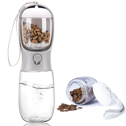 Dog Water Bottle with Food Container, Portable Leak Proof Pet Water Dispenser for Walking Hiking Travel, Puppy Essentials Accessories for Small Large Dogs, Dog Gifts (10oz/15oz/19oz)