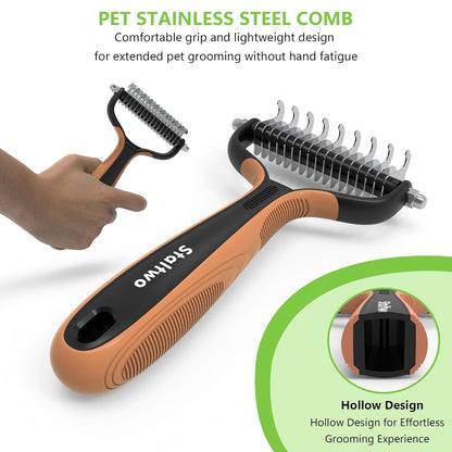 Staltwo Deshedding Dog Brush for Shedding, Undercoat Rake for Dog&Cat