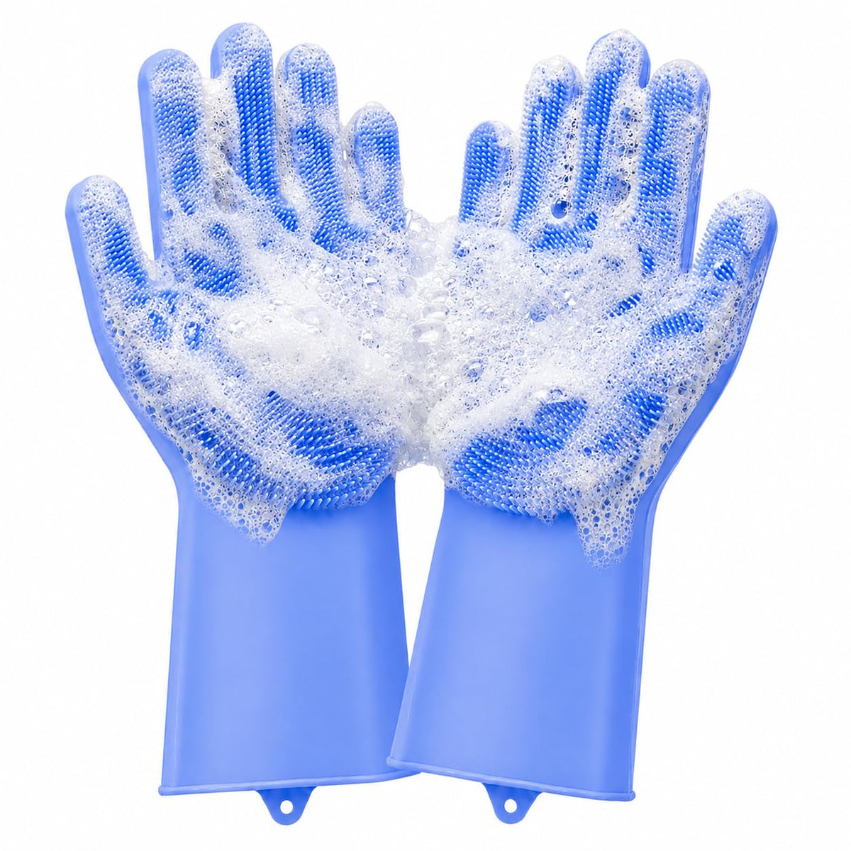 Silicone Dishwashing Gloves with Scrubber Bristles, Food-Grade Cleaning Mitts for Kitchen Dishes, Pet Grooming & Car Wash