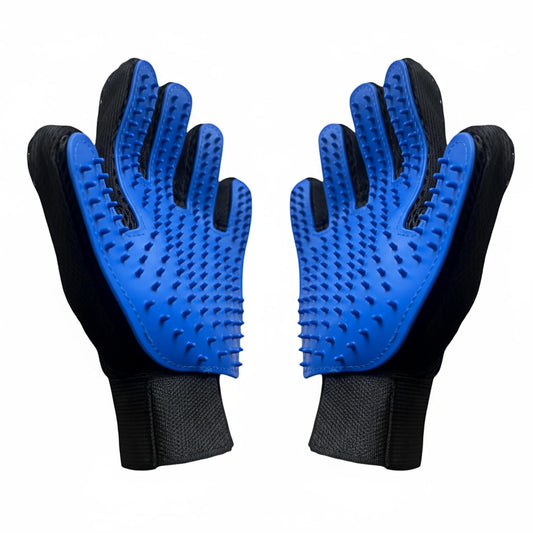 Pet Grooming Glove – 2-Pack Blue Deshedding & Massage Mitts for Dogs & Cats | Gentle Hair Remover, Tangle & Dirt Cleaning | Comfortable Breathable Design for All Pet Hair Types