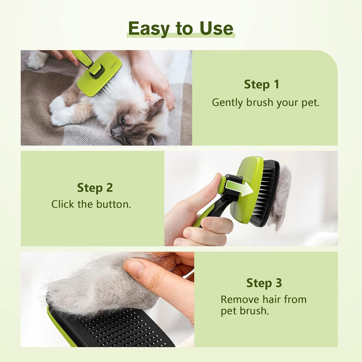 Pecute Skin Friendly Self-Cleaning Slicker Brush for Dog & Cat Shedding