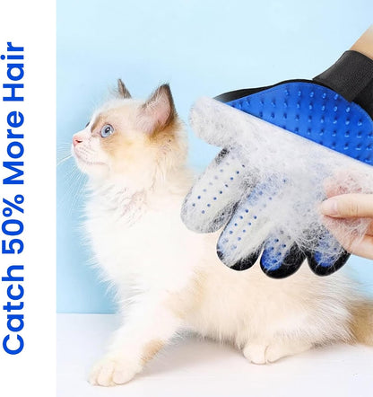 Blue Pet Hair Remover Gloves - 1 Pair, Pet Grooming Gloves | Cat Hair Remover | Gentle Deshedding Brushes for Dogs, Cats & Horses | Dog Washing Gloves