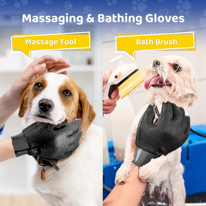 Pet Hair Removal Glove with 255 Silicone Tips for Dogs & Cats, 1 Pair Gray