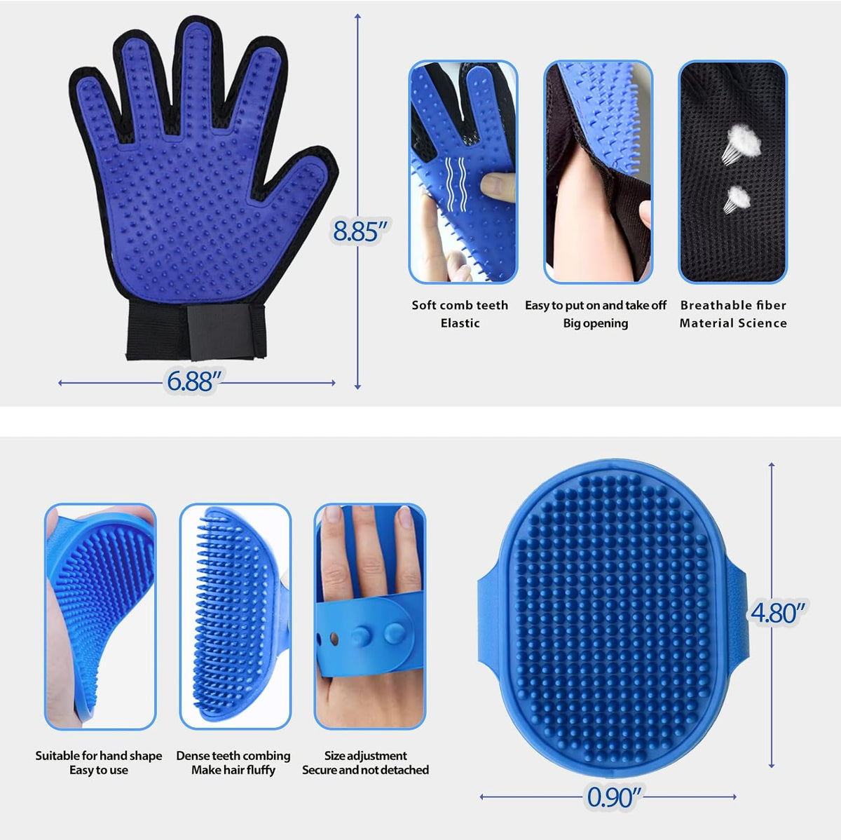 NVNAN Cat & Dog Grooming Glove and Curry Brush Set