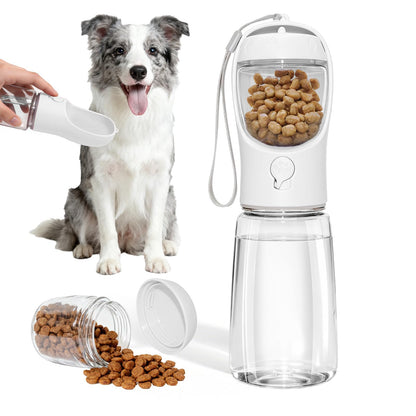 Portable Dog Water Bottle with Food Container, Drinking Bottle for Travel