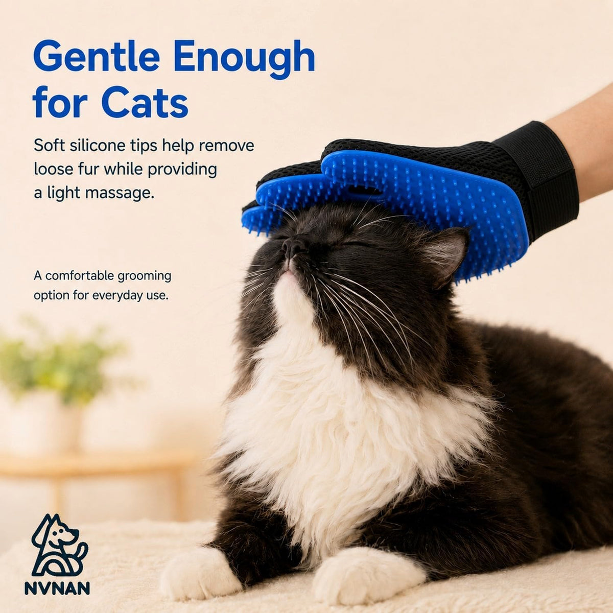 NVNAN Pet Hair Removal Glove for Dogs & Cats, 2-Pack Blue