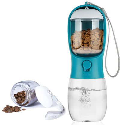 Dog Water Bottle with Food Container, Portable Leak Proof Pet Water Dispenser for Walking Hiking Travel, Puppy Essentials Accessories for Small Large Dogs, Dog Gifts (10oz/15oz/19oz)