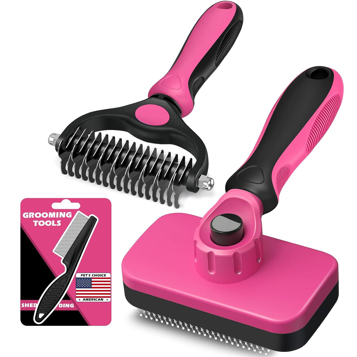 Professional 7 in 1 Pet Grooming kit I Dog Brush & Cat Brush I Dog&Cat Comb I Dog&Cat Nail Clipper/Trimmers with Nail File I Dog Bath Brush I Dog&Cat Flea Comb I Pet Supplies(Deep Blue)