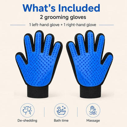 NVNAN Pet Hair Removal Glove for Dogs & Cats, 2-Pack Blue