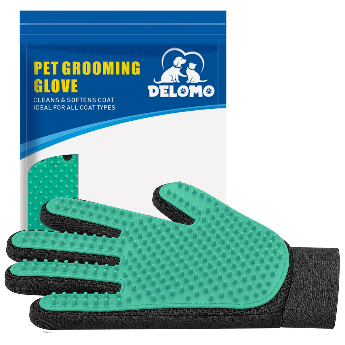 Pet Hair Removal Glove with 255 Silicone Tips for Dogs & Cats, Right Purple