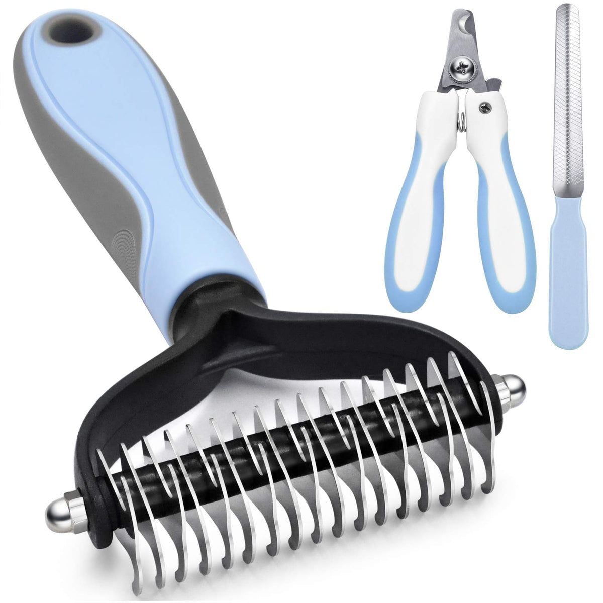 Double-Sided Undercoat Rake for Deshedding & Dematting Pets - Gentle Grooming Glove Kit for Dogs & Cats (Pink, 2 Pack)