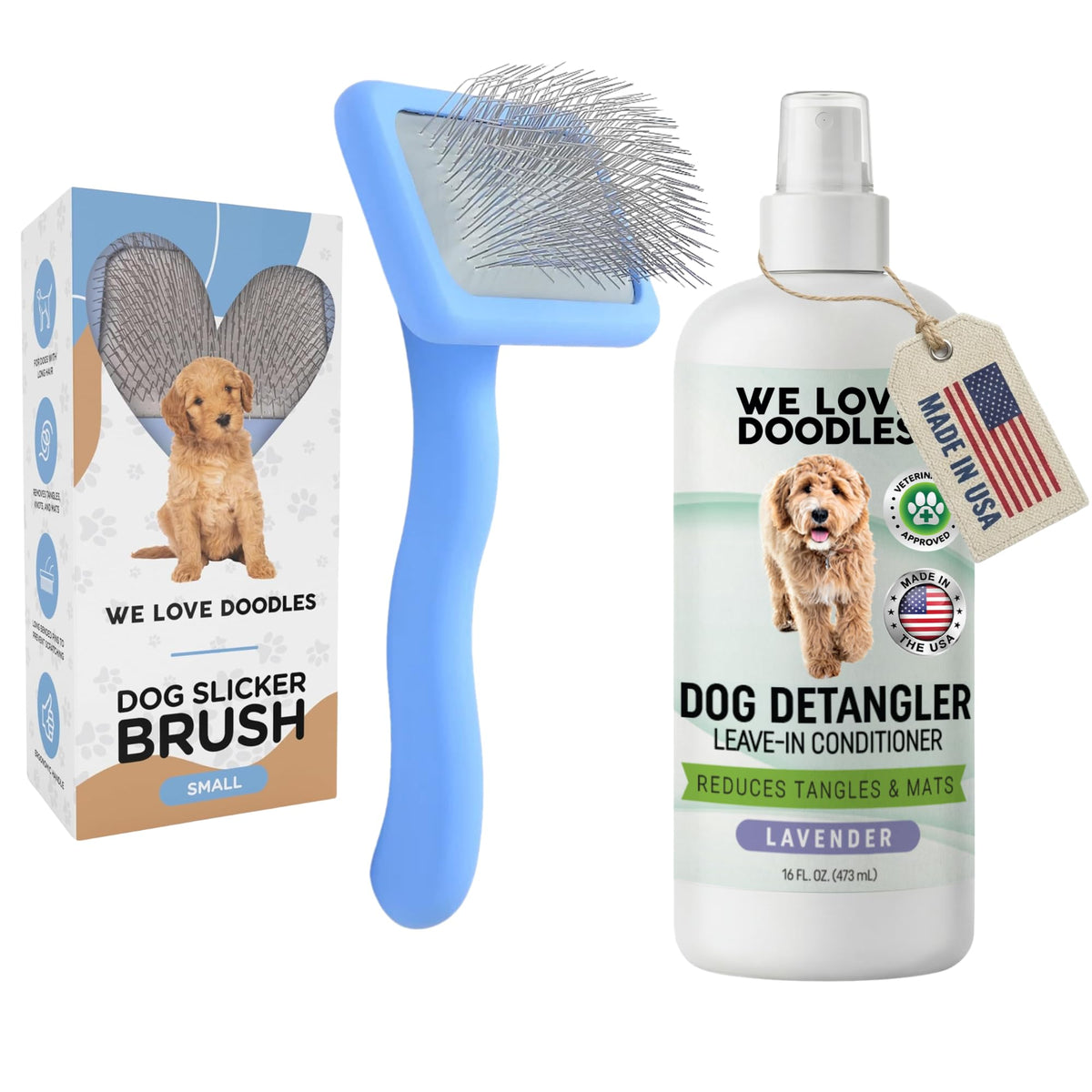 Slicker Brush for Dogs, Pet Grooming Brushes for Doodles & Poodles, Large