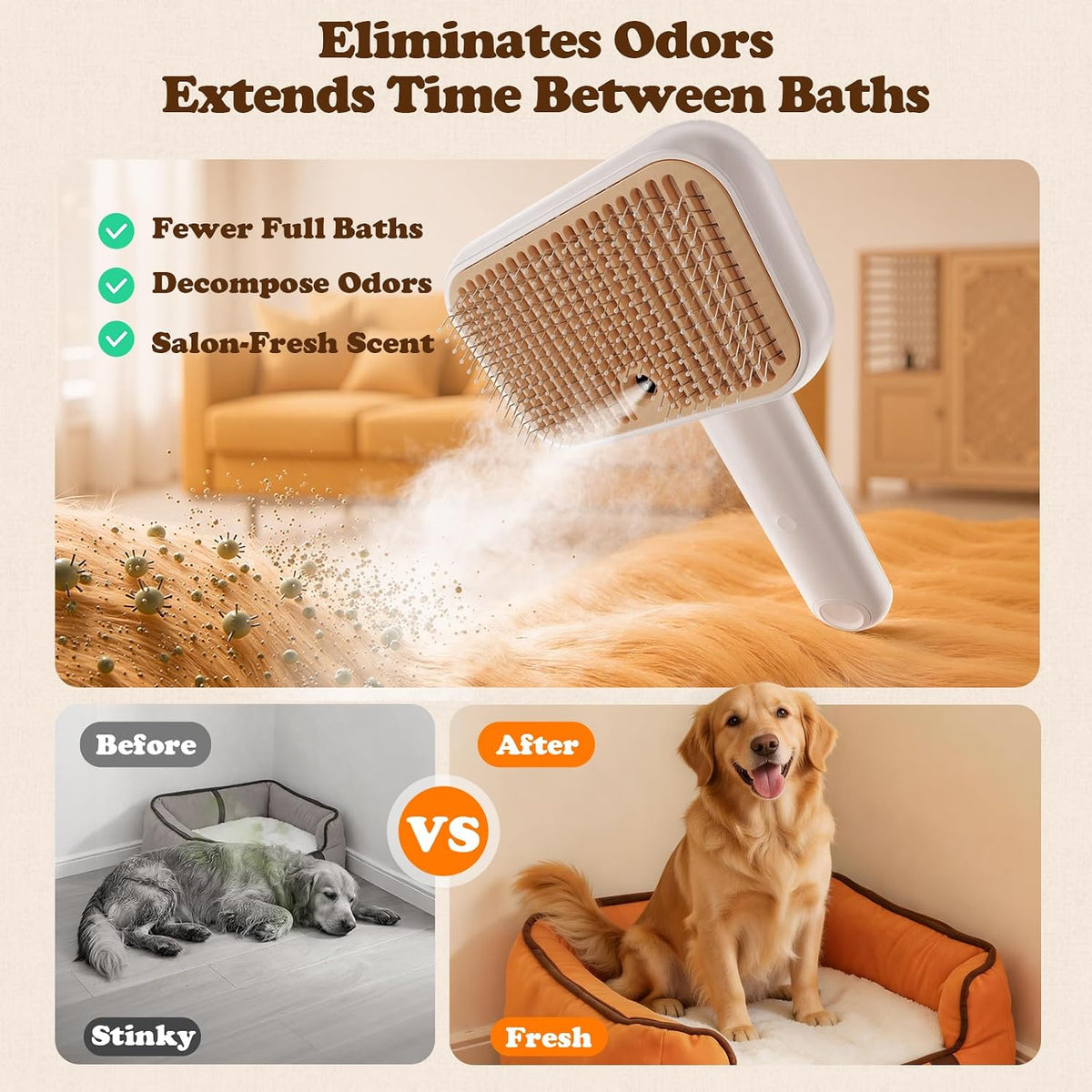 Rorhxia Pet Steam Brush for Dog & Cat, Grooming Slicker Brush for Shedding