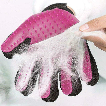 1 Pair Pet Hair Remover Gloves Dog Cat Brush Bath Grooming Massage Cleaning Tool Pet Hair Brush Fur Remover Gloves Massage Grooming Soft Silicone Carding Tool for Kitten Puppy (Pink)
