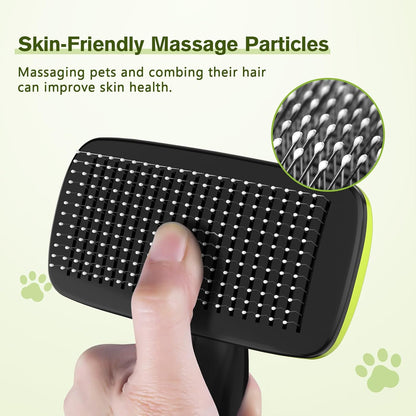Pecute Skin Friendly Self-Cleaning Slicker Brush for Dog & Cat Shedding