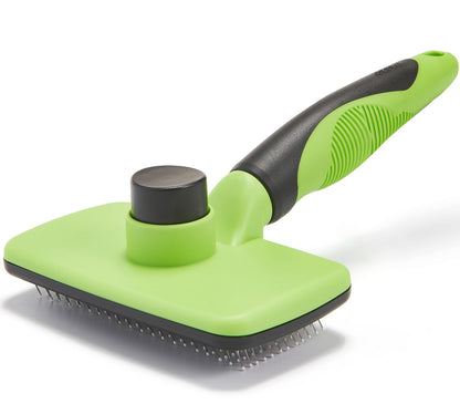 Self Cleaning Slicker Brush for Dogs& Cats, Skin Friendly Grooming Brush for Shedding Long&Short Haired Dogs& Cats, Deshedding Pet Supplies Accessories, Green