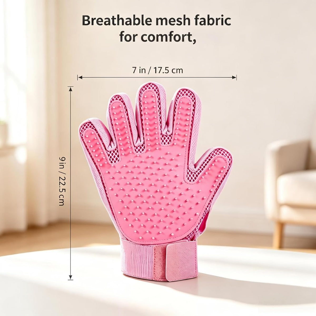 Pet Grooming Glove Double-Sided Deshedding Mitt Dogs & Cats,1 Glove Pink