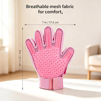 Pet Grooming Glove Double-Sided Deshedding Mitt Dogs & Cats,1 Glove Pink